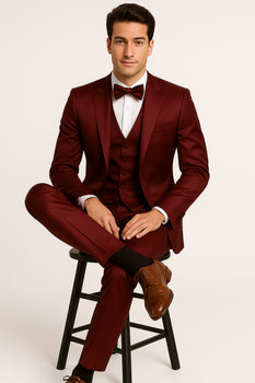 Burgundy 4PC Prom & Wedding Tux - Image 2