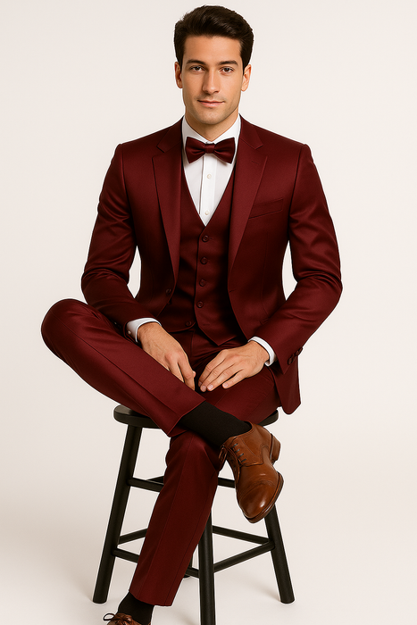 Burgundy 4PC Prom & Wedding Tux