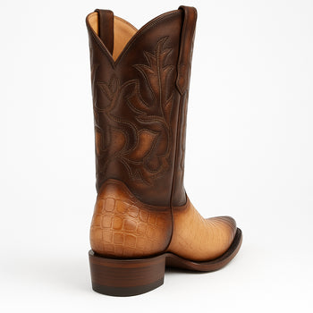 Men's King Exotic Snip Toe Caiman Belly Boots Handcrafted Burnished Oryx (494RD8215) - Image 3