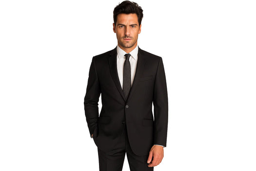 Men's 2 Button Online Sale Clearance Slim Fit Cheap Priced Business Suits Clearance Sale Black - Image 2