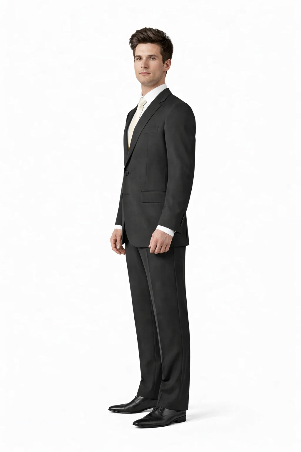 Button Peak Lapel Best Designer One Button Black Tuxedo Suit For Men By Fitted Slim Fitc Cut - Image 2