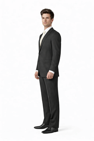Button Peak Lapel Best Designer One Button Black Tuxedo Suit For Men By Fitted Slim Fitc Cut - Image 2