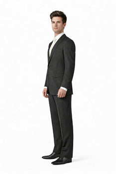 Button Peak Lapel Best Designer One Button Black Tuxedo Suit For Men By Fitted Slim Fitc Cut - Image 2