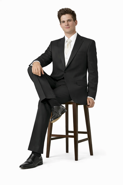 Button Peak Lapel Best Designer One Button Black Tuxedo Suit For Men By Fitted Slim Fitc Cut - Image 4
