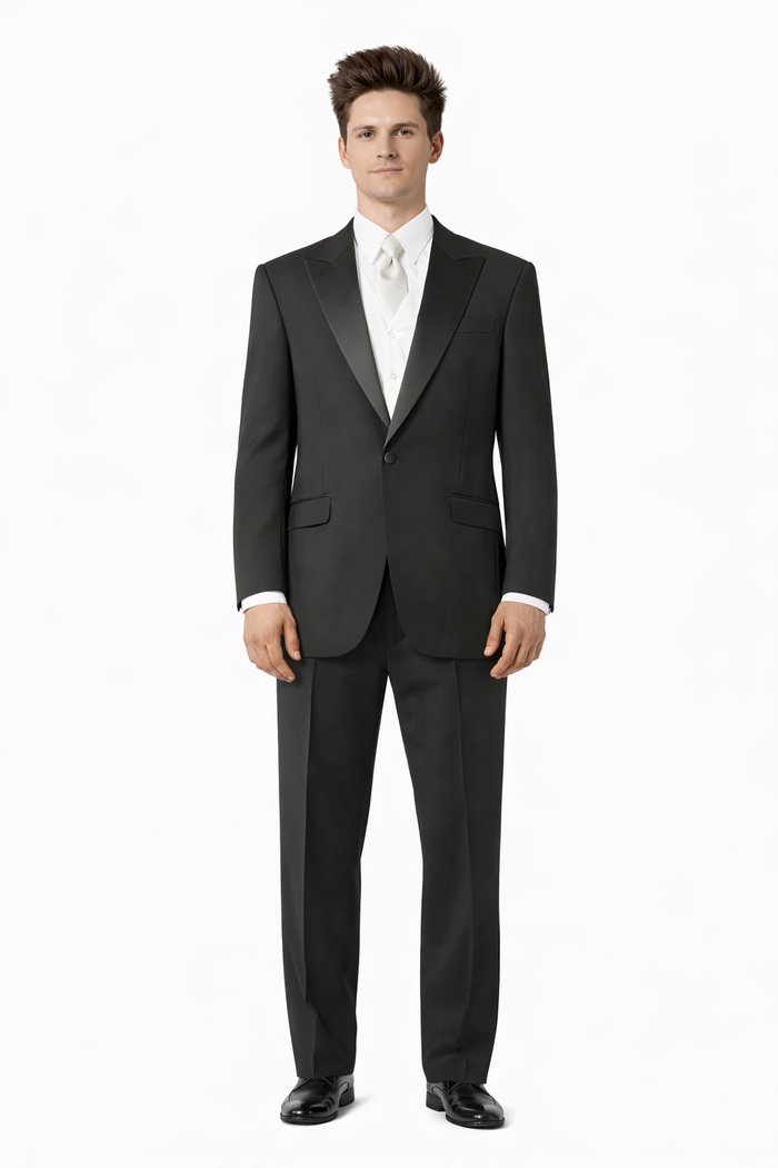 Button Peak Lapel Best Designer One Button Black Tuxedo Suit For Men By Fitted Slim Fitc Cut