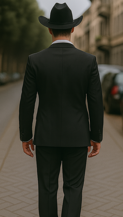 Buy 10 and More $59 Cheap quality Men's 2 Buttons Black Discounted affordable clearance sale Cheap Priced Suit Black