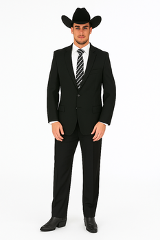 Buy 10 and More $59 Cheap quality Men's 2 Buttons Black Discounted affordable clearance sale Cheap Priced Suit Black