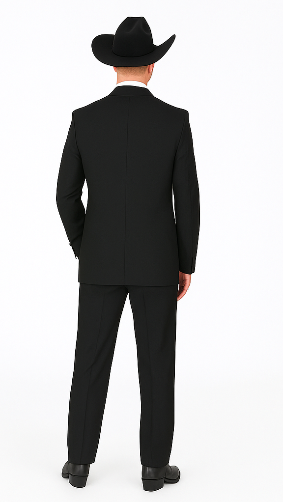 Buy 10 and More $59 Cheap quality Men's 2 Buttons Black Discounted affordable clearance sale Cheap Priced Suit Black - Image 2