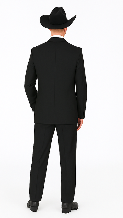 Buy 10 and More $59 Cheap quality Men's 2 Buttons Black Discounted affordable clearance sale Cheap Priced Suit Black - Image 2