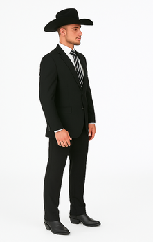 Buy 10 and More $59 Cheap quality Men's 2 Buttons Black Discounted affordable clearance sale Cheap Priced Suit Black - Image 3