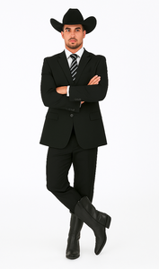 Buy 10 and More $59 Cheap quality Men's 2 Buttons Black Discounted affordable clearance sale Cheap Priced Suit Black