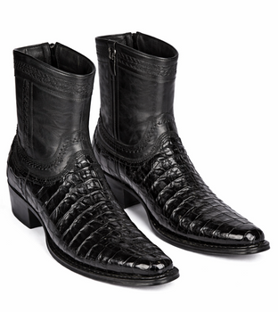 Caiman Tail Short Black Boots - Image 7