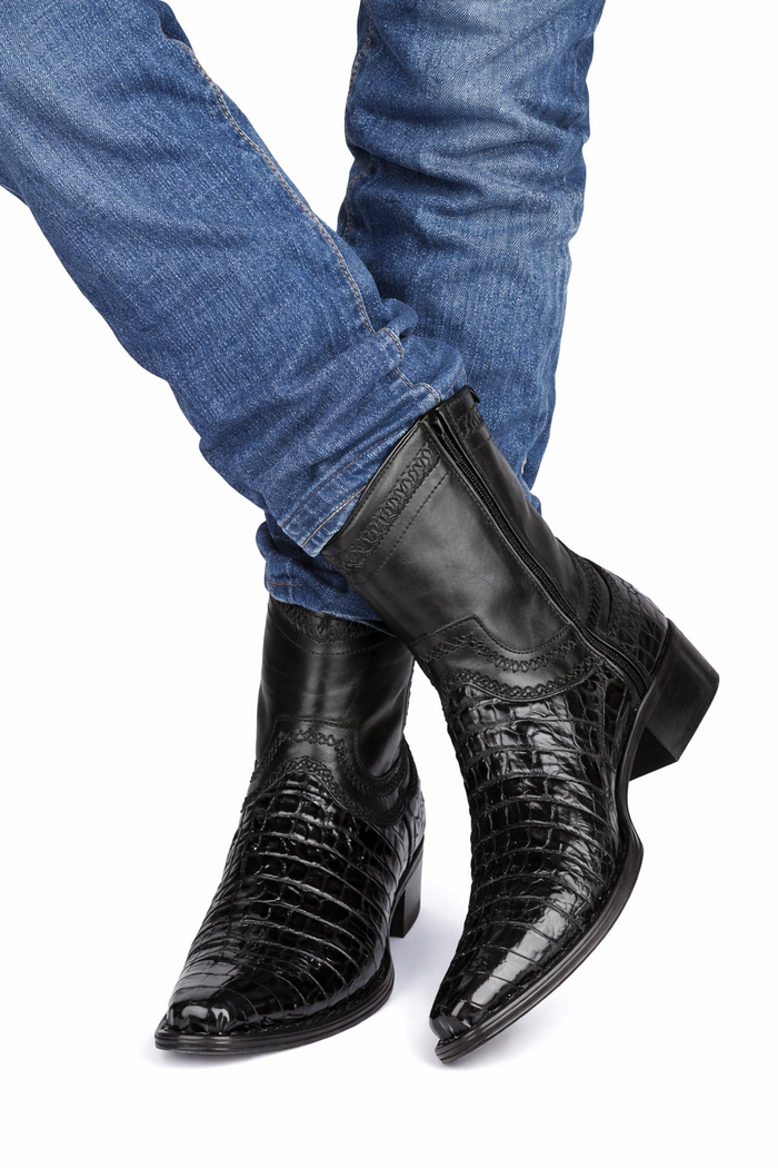 Caiman Tail Short Black Boots - Image 8