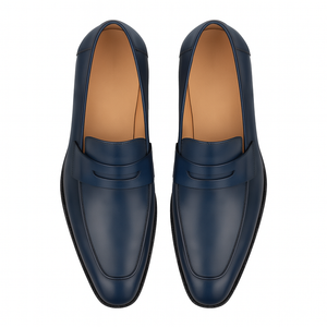 Calfskin Penny Loafer Navy By Mezlan Made In Spain Brand