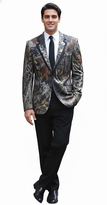 Camouflage Tuxedos with Black Pants and Black Tie
