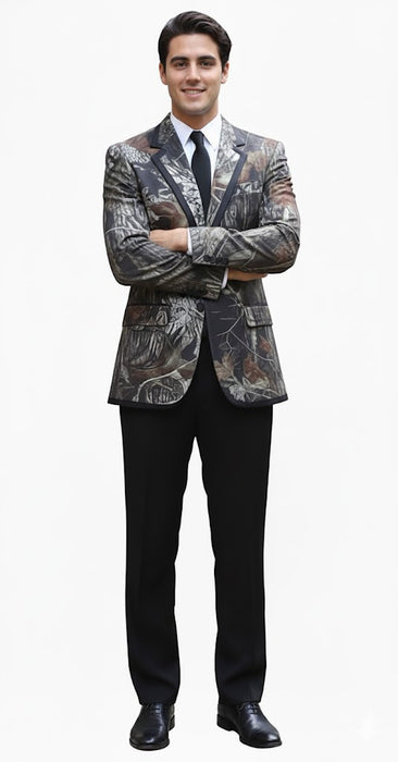 Camouflage Tuxedos with Black Pants and Black Tie