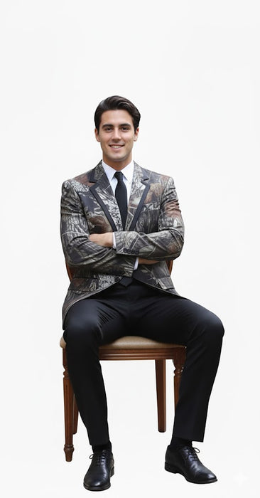 Camouflage Tuxedos with Black Pants and Black Tie