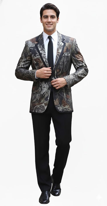 Camouflage Tuxedos with Black Pants and Black Tie