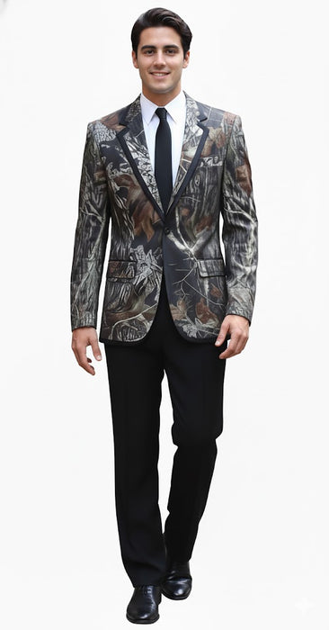 Camouflage Tuxedos with Black Pants and Black Tie