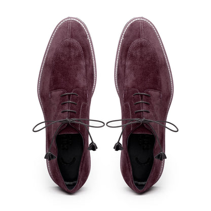 Zelli Campo Sueded Goatskin Blucher Lace-up Shoes in Bordeaux
