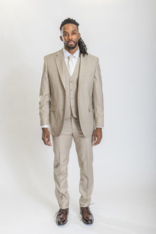 Caravelli Suit - Designer Caravelli Jacket and Pants in Color Solid Beige