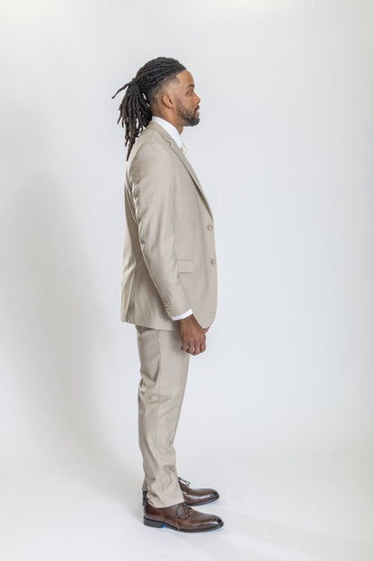 Caravelli Suit - Designer Caravelli Jacket and Pants in Color Solid Beige