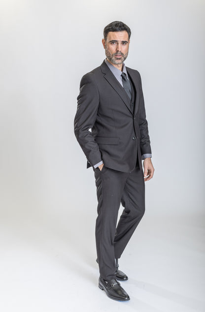 Caravelli Suit - Designer Caravelli Jacket and Pants in Color Solid Black Modern Fit