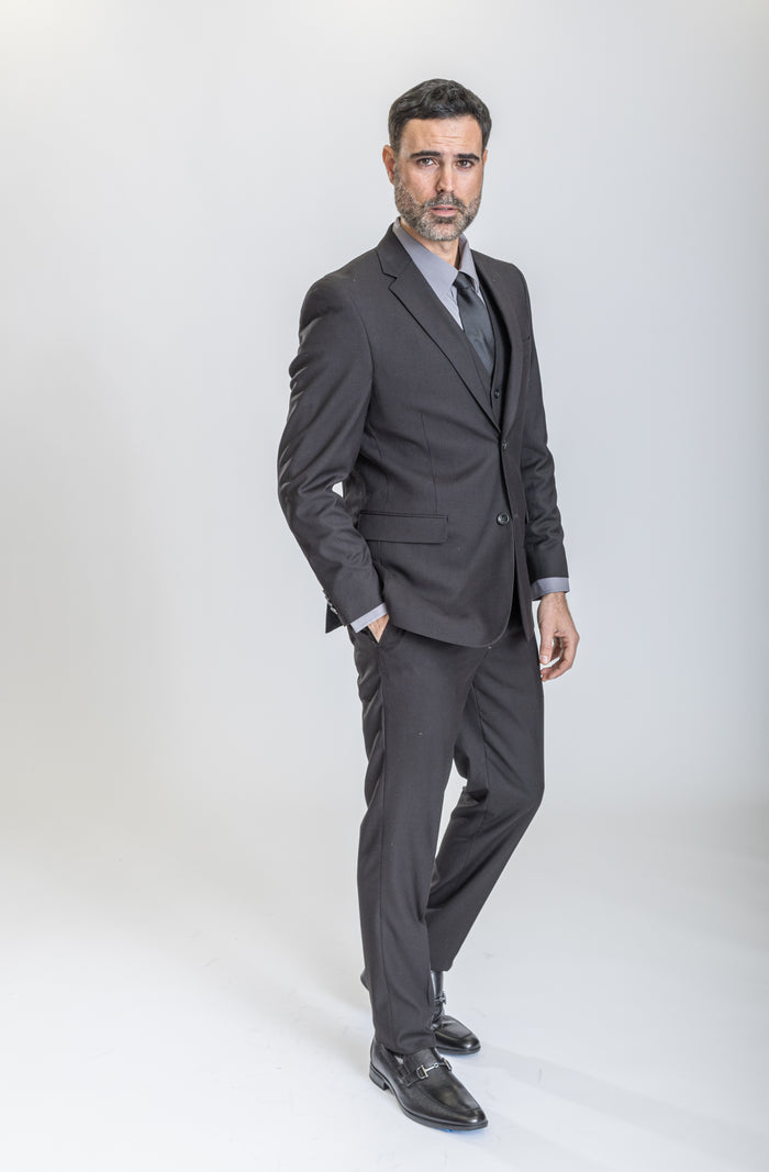 Caravelli Suit - Designer Caravelli Jacket and Pants in Color Solid Black Modern Fit