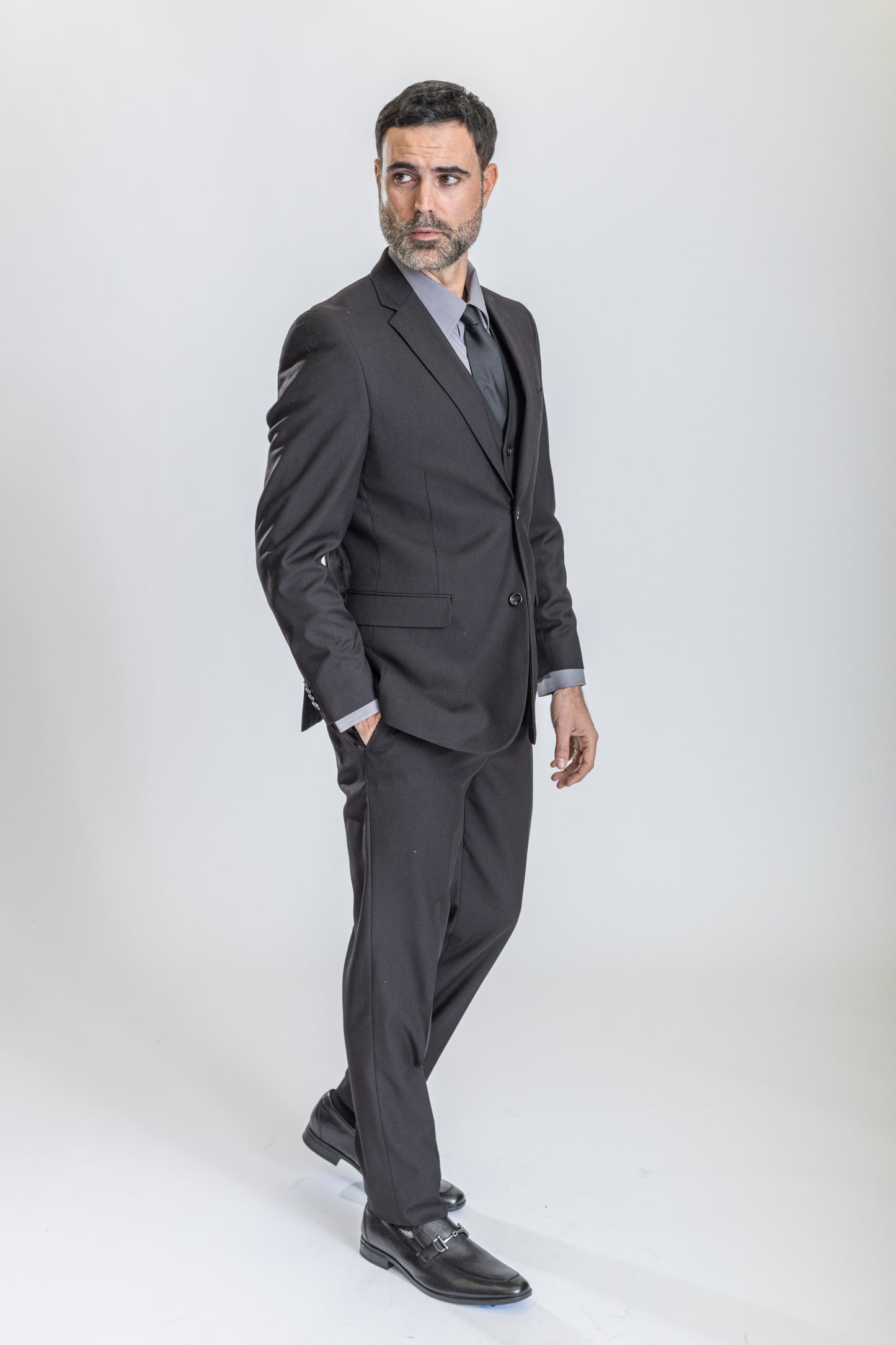Caravelli Suit - Designer Caravelli Jacket and Pants in Color Solid Black Modern Fit