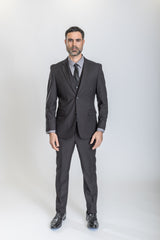 Caravelli Suit - Designer Caravelli Jacket and Pants in Color Solid Black Modern Fit