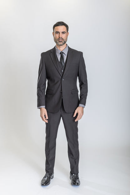 Caravelli Suit - Designer Caravelli Jacket and Pants in Color Solid Black Modern Fit
