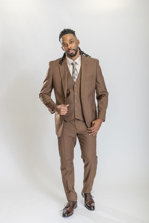 Caravelli Suit - Designer Caravelli Jacket and Pants in Color Solid Brown Modern Fit