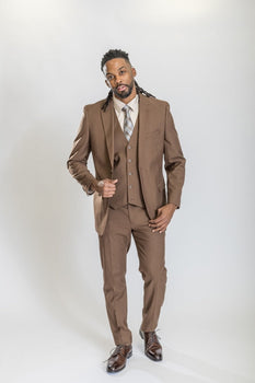 Caravelli Suit - Designer Caravelli Jacket and Pants in Color Solid Brown