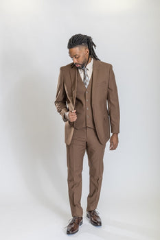 Caravelli Suit - Designer Caravelli Jacket and Pants in Color Solid Brown