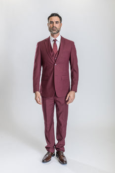 Caravelli Suit - Designer Caravelli Jacket and Pants in Color Solid Burgundy