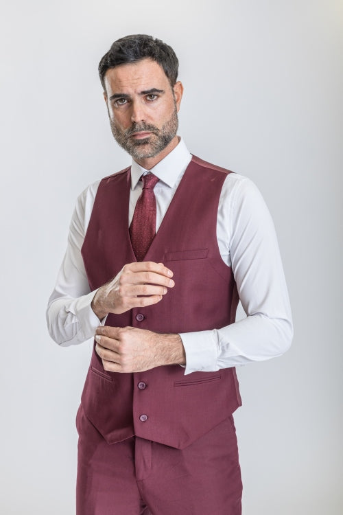 Caravelli Suit - Designer Caravelli Jacket and Pants in Color Solid Burgundy Modern Fit
