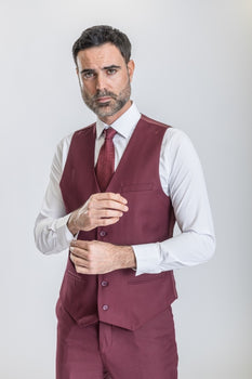 Caravelli Suit - Designer Caravelli Jacket and Pants in Color Solid Burgundy