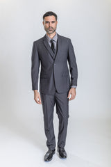 Caravelli Suit - Designer Caravelli Jacket and Pants in Color Solid Charcoal Modern Fit