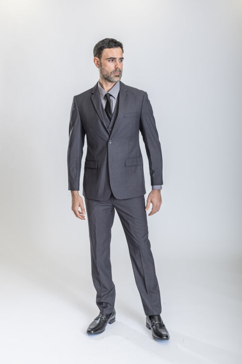 Caravelli Suit - Designer Caravelli Jacket and Pants in Color Solid Charcoal Modern Fit