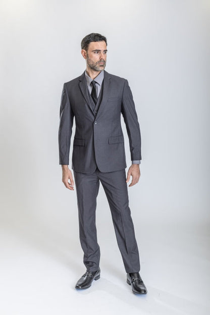 Caravelli Suit - Designer Caravelli Jacket and Pants in Color Solid Charcoal Modern Fit