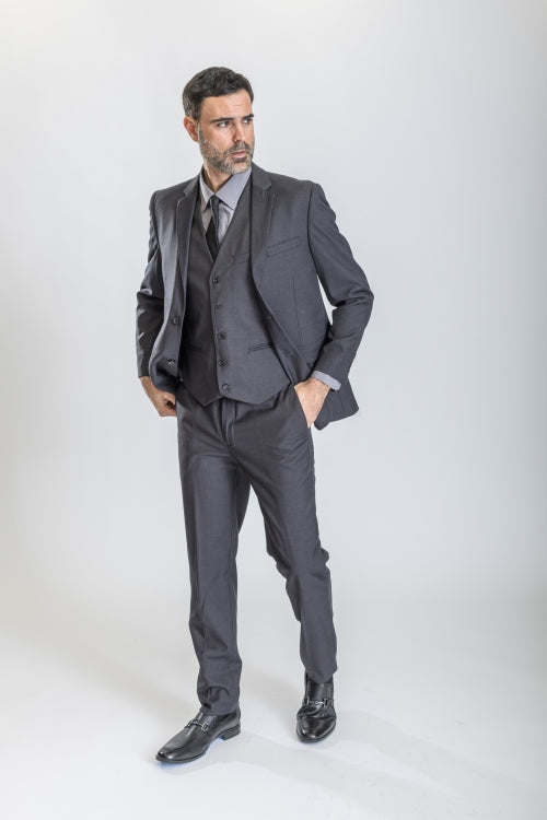Caravelli Suit - Designer Caravelli Jacket and Pants in Color Solid Charcoal Modern Fit