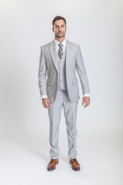 Caravelli Suit - Designer Caravelli Jacket and Pants in Color Solid Ice Grey Modern Fit