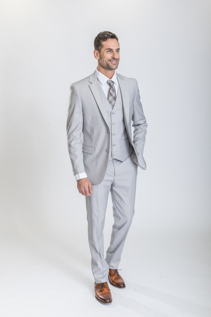 Caravelli Suit - Designer Caravelli Jacket and Pants in Color Solid Ice Grey Modern Fit