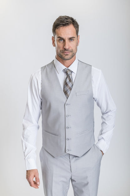 Caravelli Suit - Designer Caravelli Jacket and Pants in Color Solid Ice Grey Modern Fit