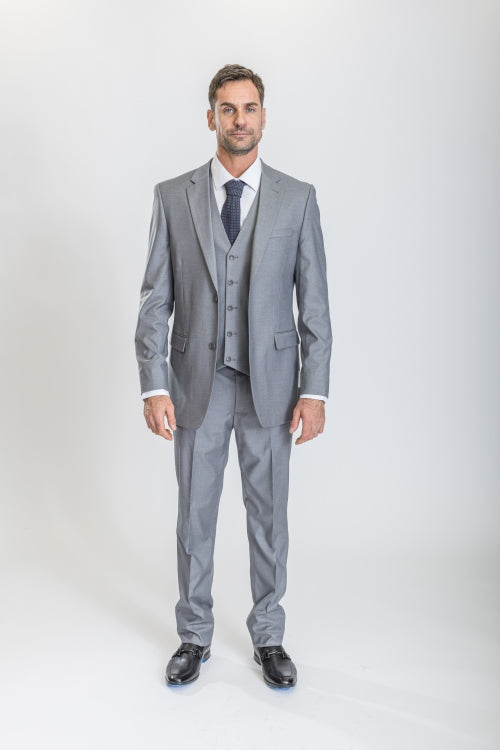 Caravelli Suit - Designer Caravelli Jacket and Pants in Color Solid Light Grey Modern Fit