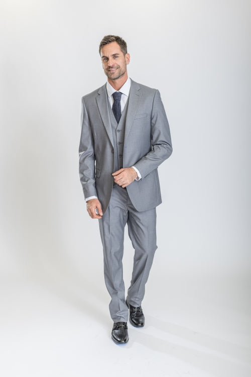Caravelli Suit - Designer Caravelli Jacket and Pants in Color Solid Light Grey Modern Fit