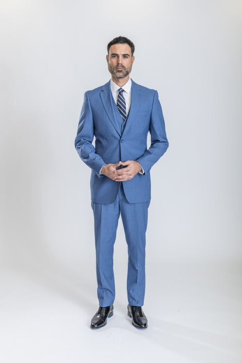 Caravelli Suit - Designer Caravelli Jacket and Pants in Color Solid Powder Blue Modern Fit