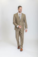 Caravelli Suit - Designer Caravelli Jacket and Pants in Color Solid Tan