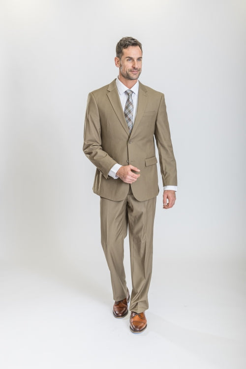 Caravelli Suit - Designer Caravelli Jacket and Pants in Color Solid Tan Modern Fit