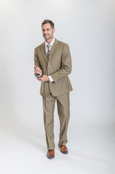 Caravelli Suit - Designer Caravelli Jacket and Pants in Color Solid Tan